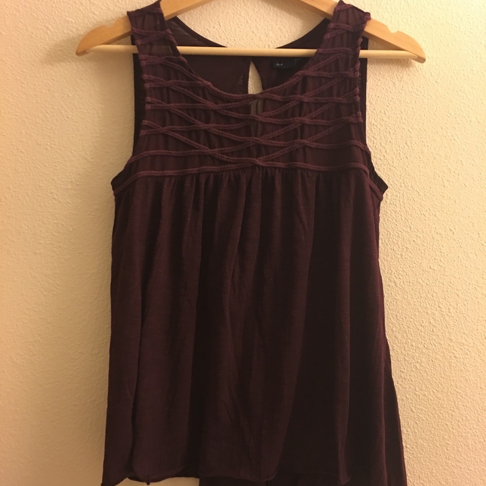 Mesh Maroon Tank Top